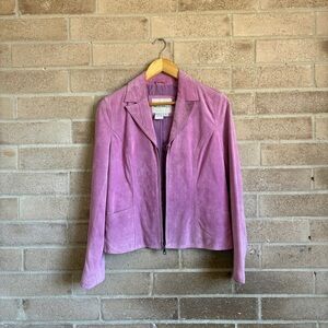 telluride clothing lilac suede leather zip up jacket